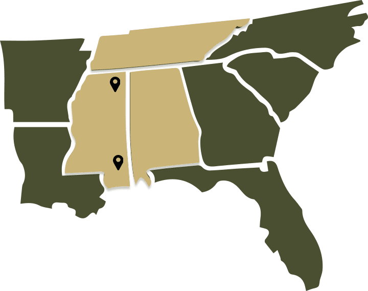 Wildlife and Forestry Management & Consultants: Alabama, Mississippi, Tennessee Map
