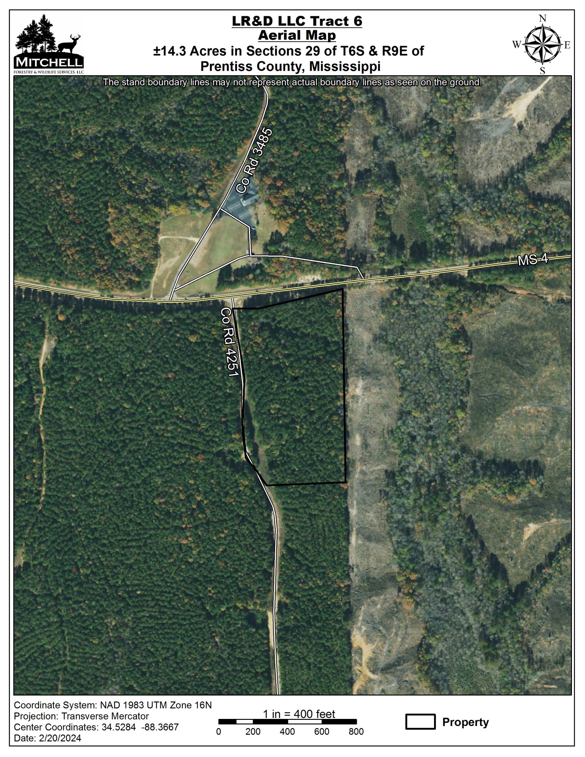 Prentiss County, Mississippi Timberland - Aerial Map